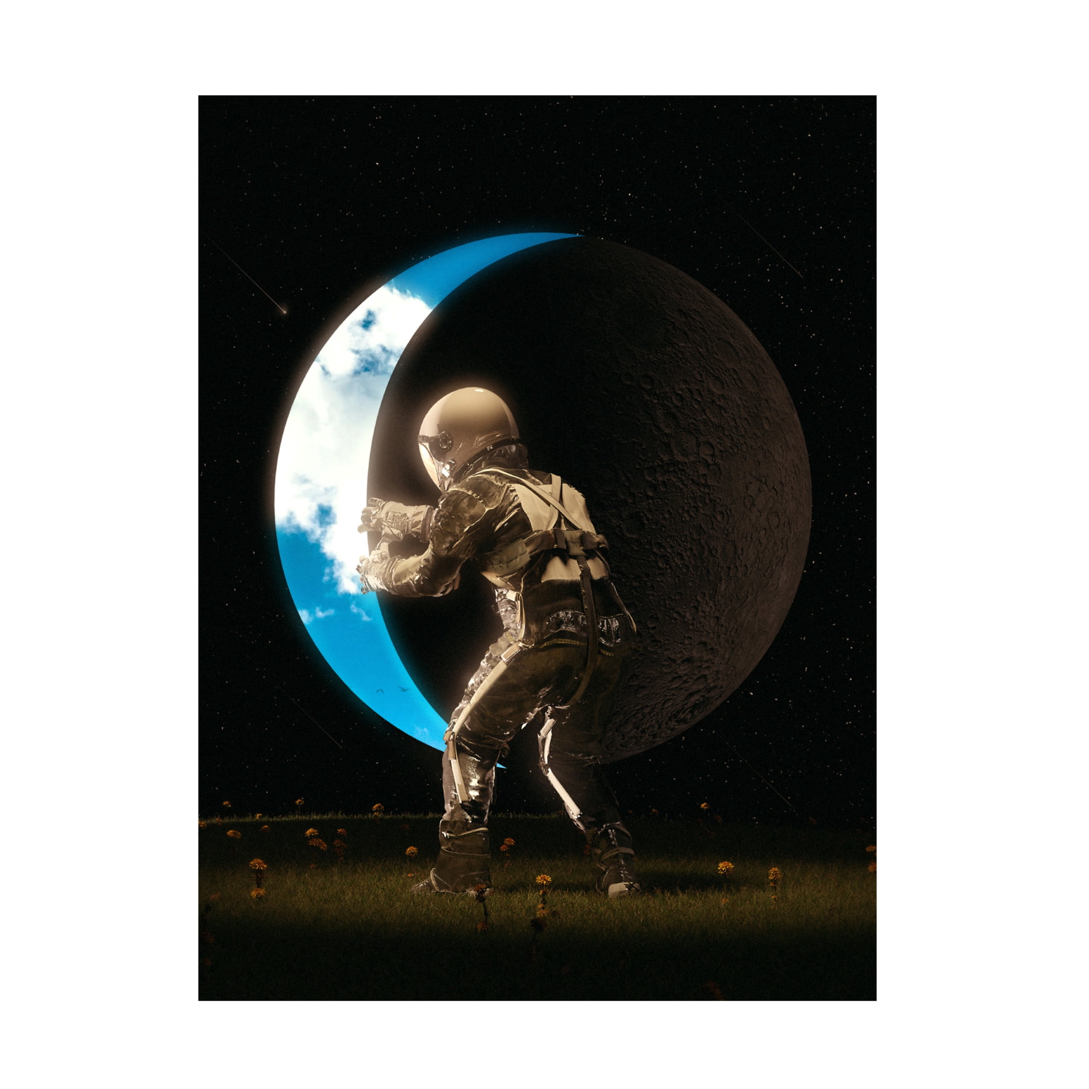 Canvas Wall Art - Francis Minoza 'Space Out' Wall Art for Living Room, Bedroom, or Office Décor by Trademark Fine Art - 35 x 47 Inches