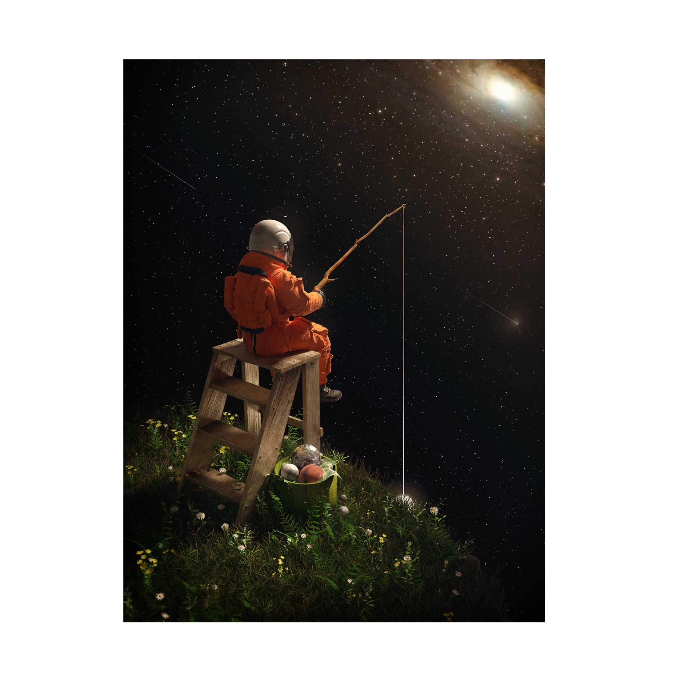 Canvas Wall Art - Francis Minoza 'Star Fishing' Wall Art for Living Room, Bedroom, or Office Décor by Trademark Fine Art - 35 x 47 Inches