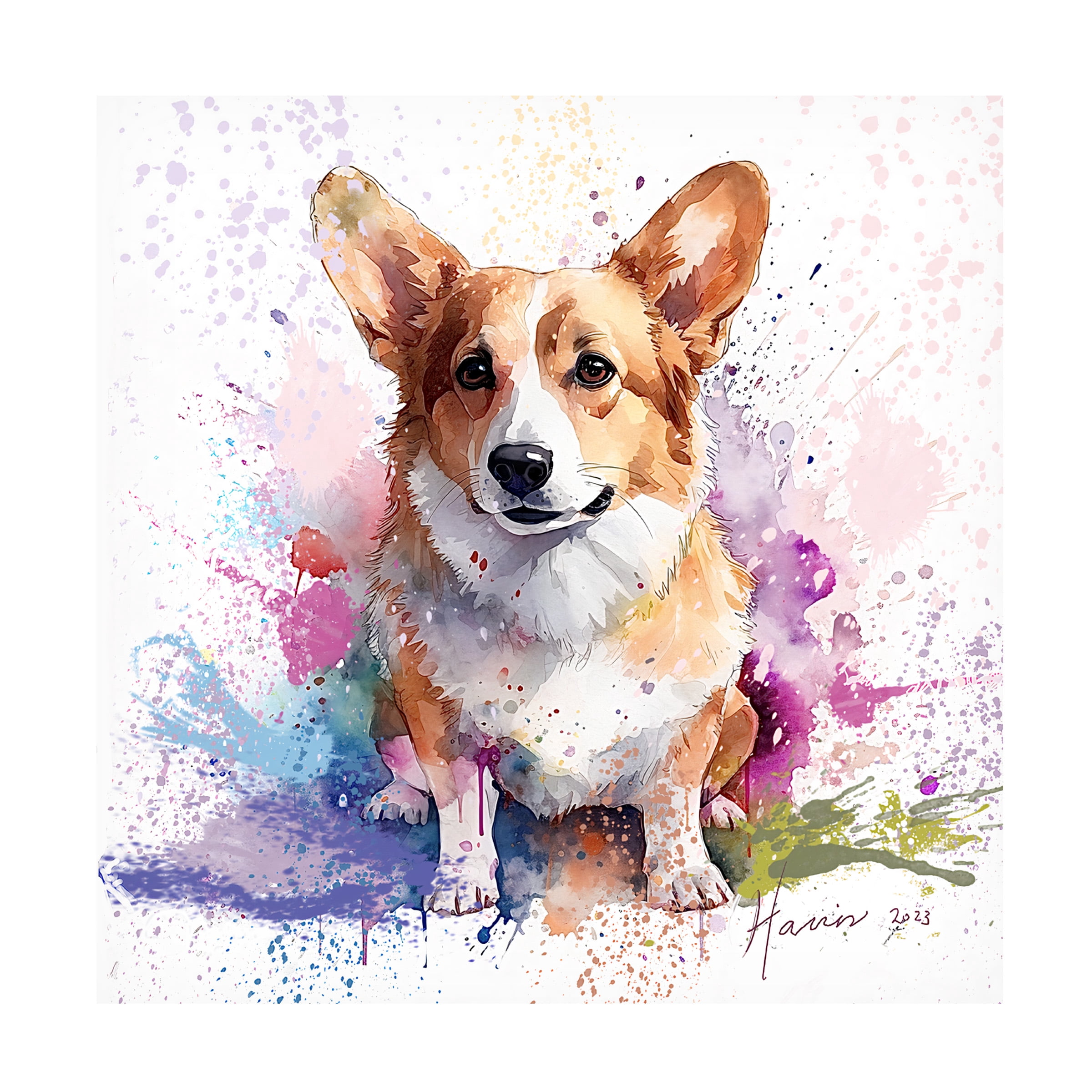 Canvas Wall Art - Frank Harris 'Corgi Master' Wall Art for Living Room, Bedroom, or Office DÃ©cor by Trademark Fine Art - 24 x 24 Inches