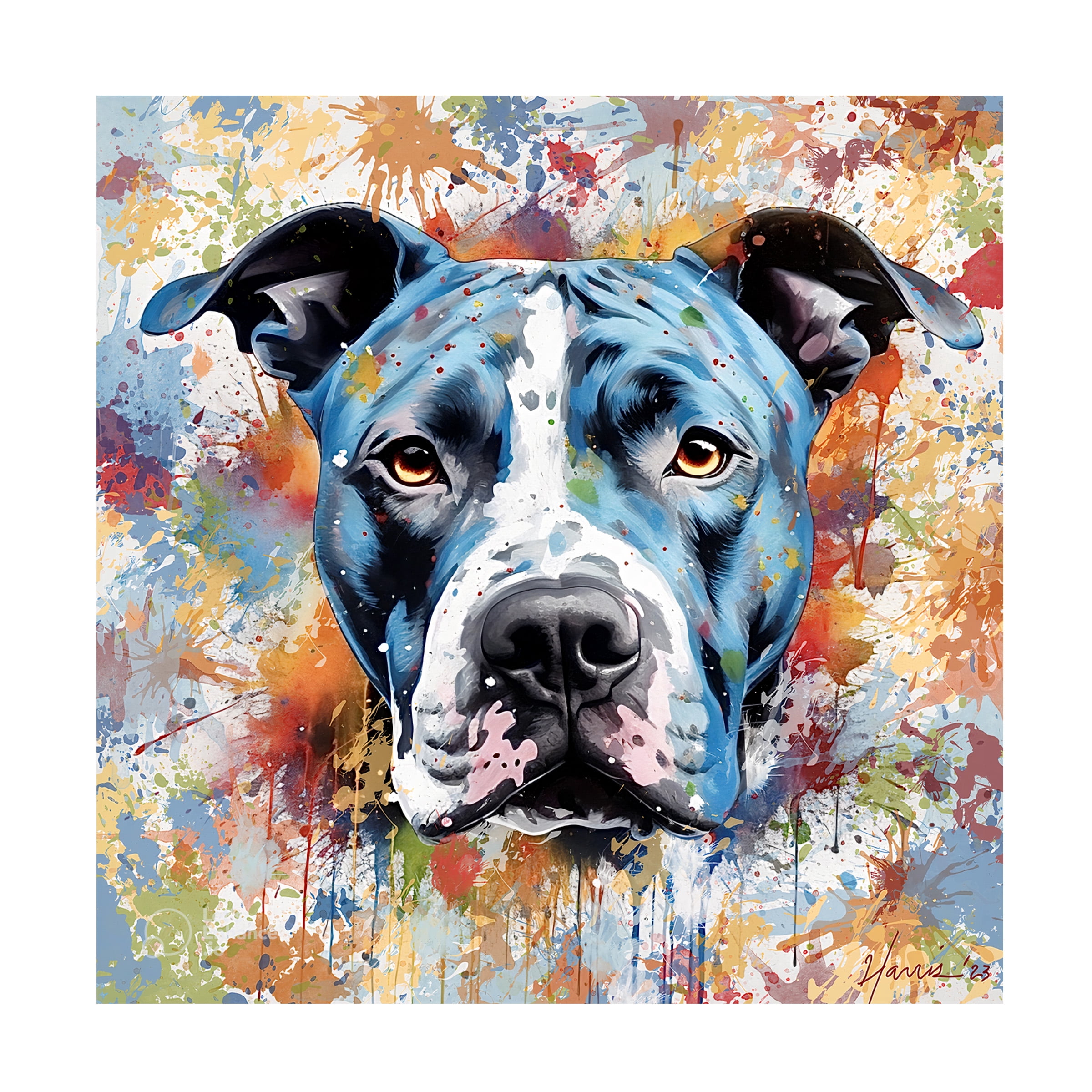 Canvas Wall Art - Frank Harris 'Pit Bull Master' Wall Art for Living Room, Bedroom, or Office DÃ©cor by Trademark Fine Art - 35 x 35 Inches