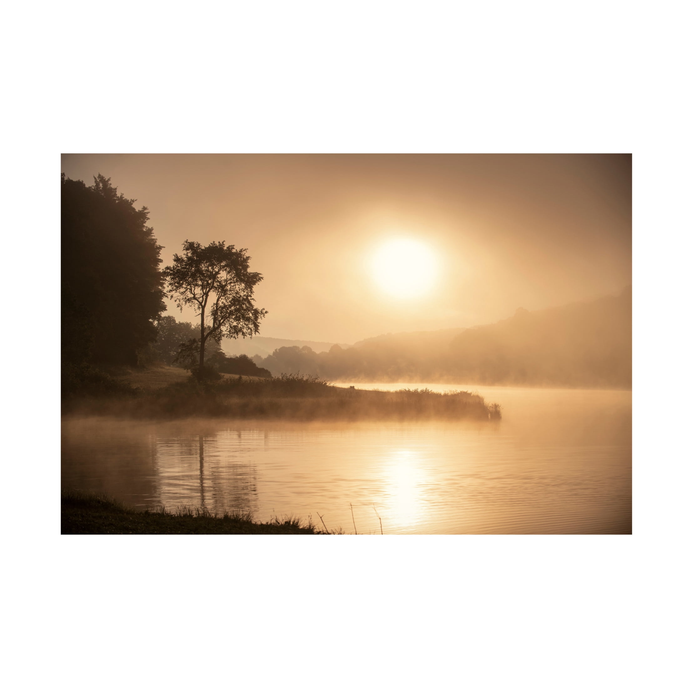Canvas Wall Art - GS Photo 'Misty Morning on Hidden Lake' Wall Art for Living Room, Bedroom, or Office Décor by Trademark Fine Art - 32 x 22 Inches
