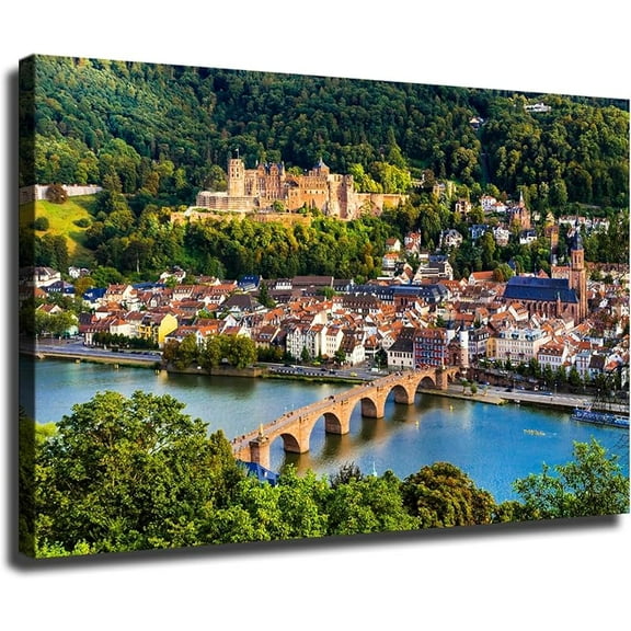 Canvas Wall Art Germany Heidelberg Landscape Prints Modern Wall Art Poster Gift HD Picture Print Decoration Painting Suitable for Living Room,bathroom,bedroom