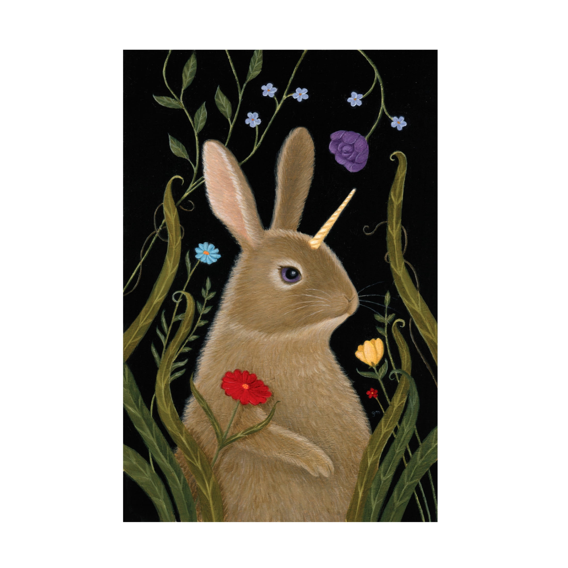 Canvas Wall Art - Gina Matarazzo 'Beatrix the Bunnicorn' Wall Art for Living Room, Bedroom, or Office Décor by Trademark Fine Art - 30 x 47 Inches