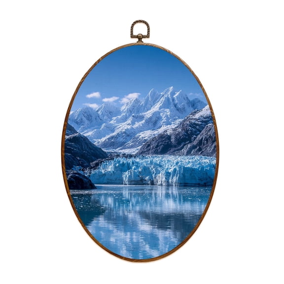 Canvas Wall Art Glacier Bay National Park Preserve Alaska Oval Framed Canvas Prints Vintage Wall Hanging Decor for Home Decorations 8.6"x11.4"