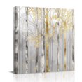 thumbnail image 1 of Canvas Wall Art, Golden Grey Tree Framed Canvas Prints for Bathroom Kitchen, Oil Painting Forest Abstract Art Gallery Wrapped Wall Decor for Home Office, Gifts, 10"x10" Ship Next Day, 1 of 9