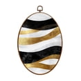 thumbnail image 1 of Canvas Wall Art Golden Ink Wash Style Abstract Black White Gold Waves Marble Texture Oval Framed Canvas Prints Vintage Wall Hanging Decor for Home Office Decorations 8.6"x11.4", 1 of 7