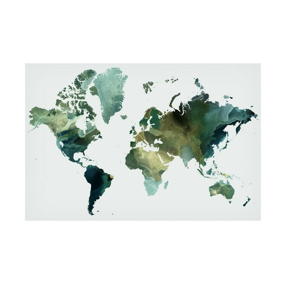 Canvas Wall Art - Grace Popp 'Aurora World Map' Wall Art for Living Room, Bedroom, or Office Décor by Trademark Fine Art - 19 x 12 Inches