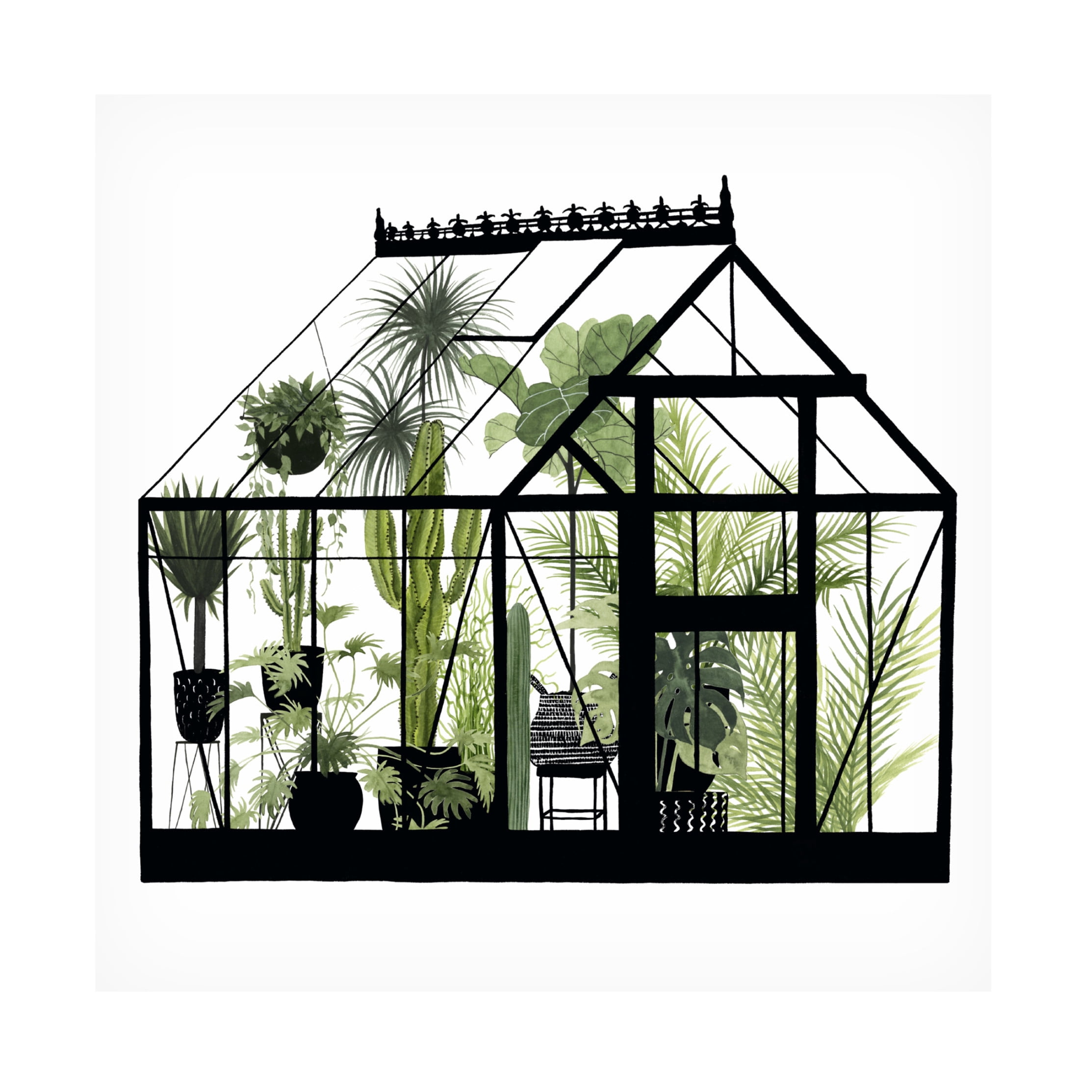 Canvas Wall Art - Grace Popp 'Glass House II' Wall Art for Living Room, Bedroom, or Office Décor by Trademark Fine Art - 24 x 24 Inches