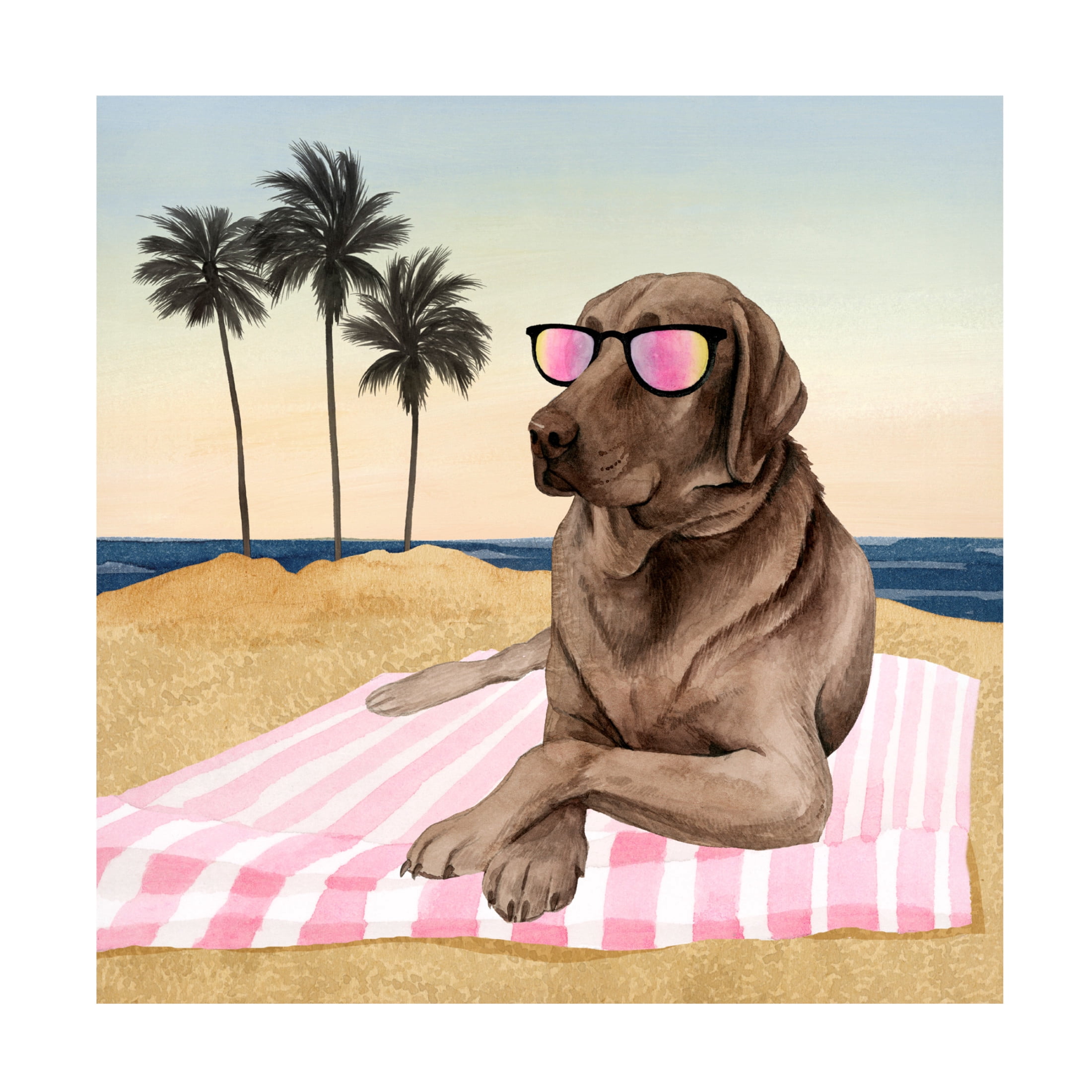 Canvas Wall Art - Grace Popp 'Sun Lovin' Pups I' Wall Art for Living Room, Bedroom, or Office Décor by Trademark Fine Art - 14 x 14 Inches