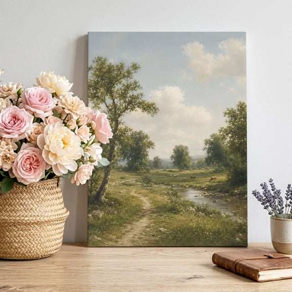 Canvas Wall Art Grassy Banks Canvas Art Print Rustic Country Winding ...