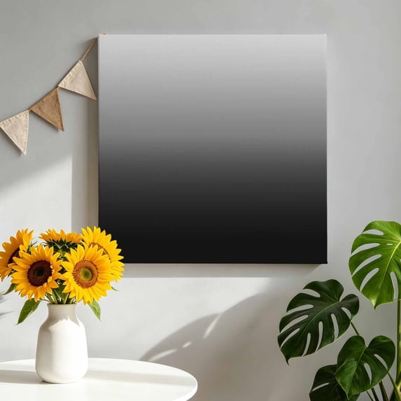Canvas Wall Art Gray Black Canvas Art Print Gradient Pictures Wall Decor for Living Room Bedroom Artwork Decorations Stretched Framed Ready to Hang 16"x16"