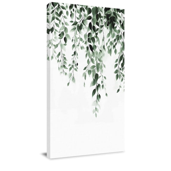 Canvas Wall Art, Green Eucalyptus Framed Canvas Prints for Bedroom Dining Room, Weeping Botanical Leaf Watercolor Oversized Gallery Wrapped Wall Decor for Home Office, Gifts, 20"x40" Ship Next Day