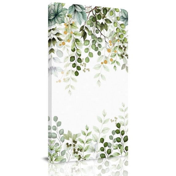 Canvas Wall Art, Green Eucalyptus Leaves Framed Canvas Prints for Hallway Bedroom, Summer Botanical Weeping Oversized Gallery Wrapped Wall Decor for Home Office, Gifts, 24"x48" Ship Next Day
