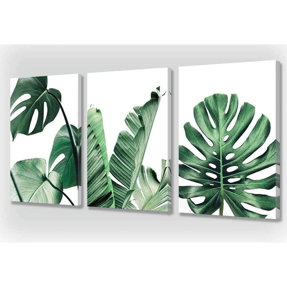 Canvas Wall Art Green Leaf Simple Life Painting Dathroom Wall Decor Monstera Plant Canvas Pictures Contemporary Watercolor Artworkfor Home Decoration Office Wall Decorhttps（Only canvas）