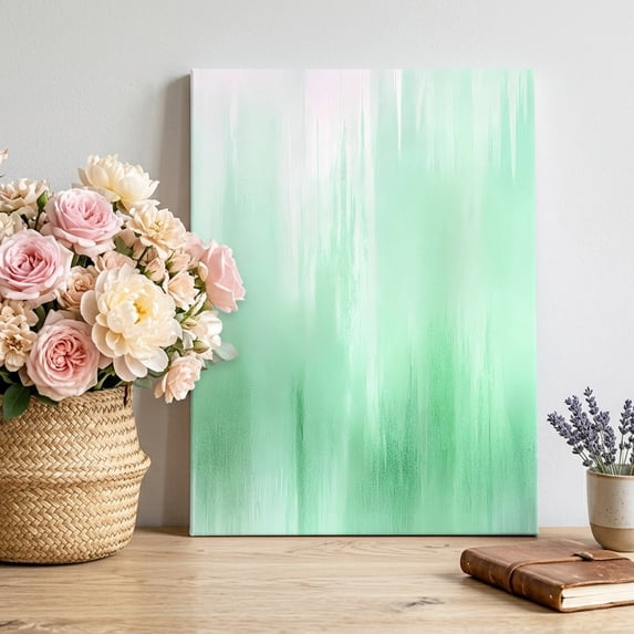 Canvas Wall Art, Green Ombre Framed Canvas Prints for Bedroom Living Room, Modern Abstract Gradient Minimalist Art Gallery Wrapped Wall Decor for Home Office, Gifts, 12"x18" Ship Next Day