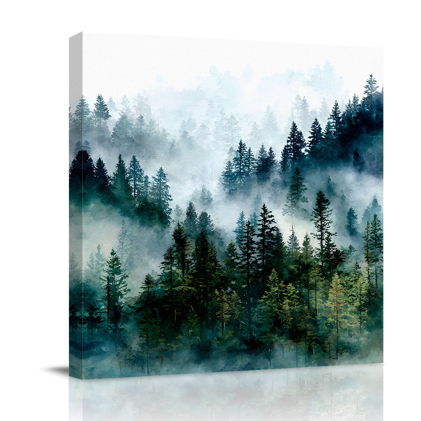 Canvas Wall Art, Green Pine Trees Framed Canvas Prints for Bathroom ...