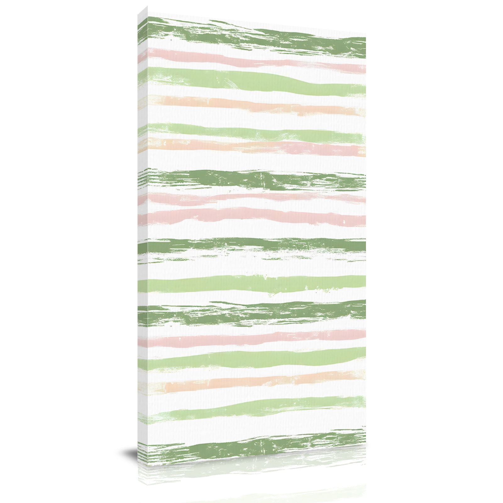 Canvas Wall Art, Green Pink Stripes Framed Canvas Prints for Bedroom ...