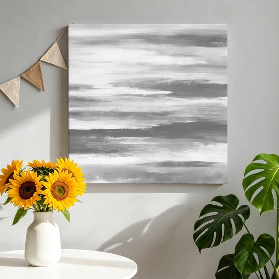 Canvas Wall Art Grey Abstract Canvas Art Print Retro Ombre Mottled Texture Farmhouse Pictures Wall Decor for Living Room Bedroom Artwork Decorations Stretched Framed Ready to Hang 10"x10"