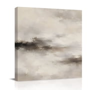 Canvas Wall Art, Grey Brown Framed Canvas Prints for Bathroom Desk, Retro Country Abstract Ombre Small Gallery Wrapped Wall Decor for Home Office, Gifts, 8"x8" Ship Next Day