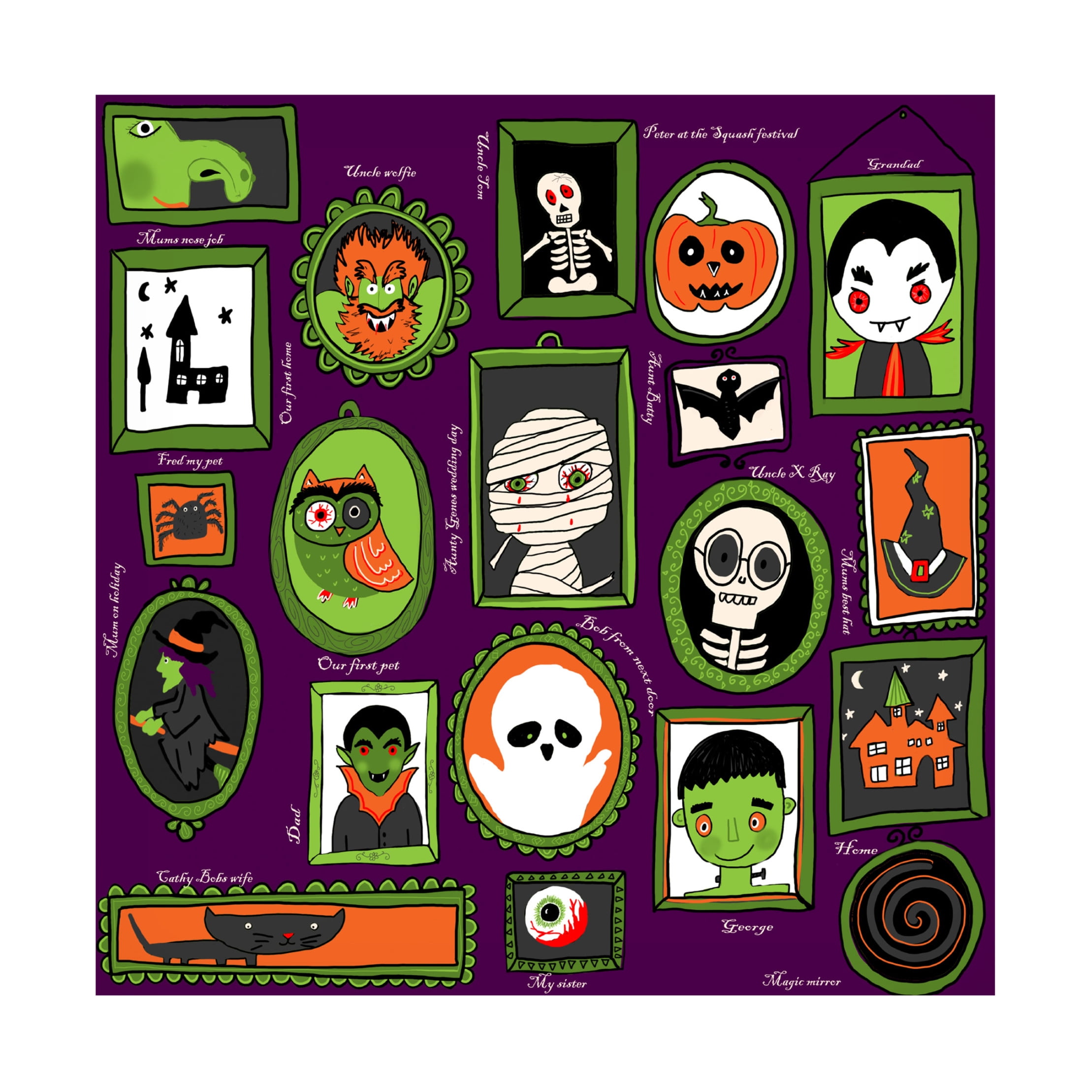 Canvas Wall Art - HUE and MI and Sangita 'Family Spooky Wall' Wall Art for Living Room, Bedroom, or Office Décor by Trademark Fine Art - 35 x 35 Inches