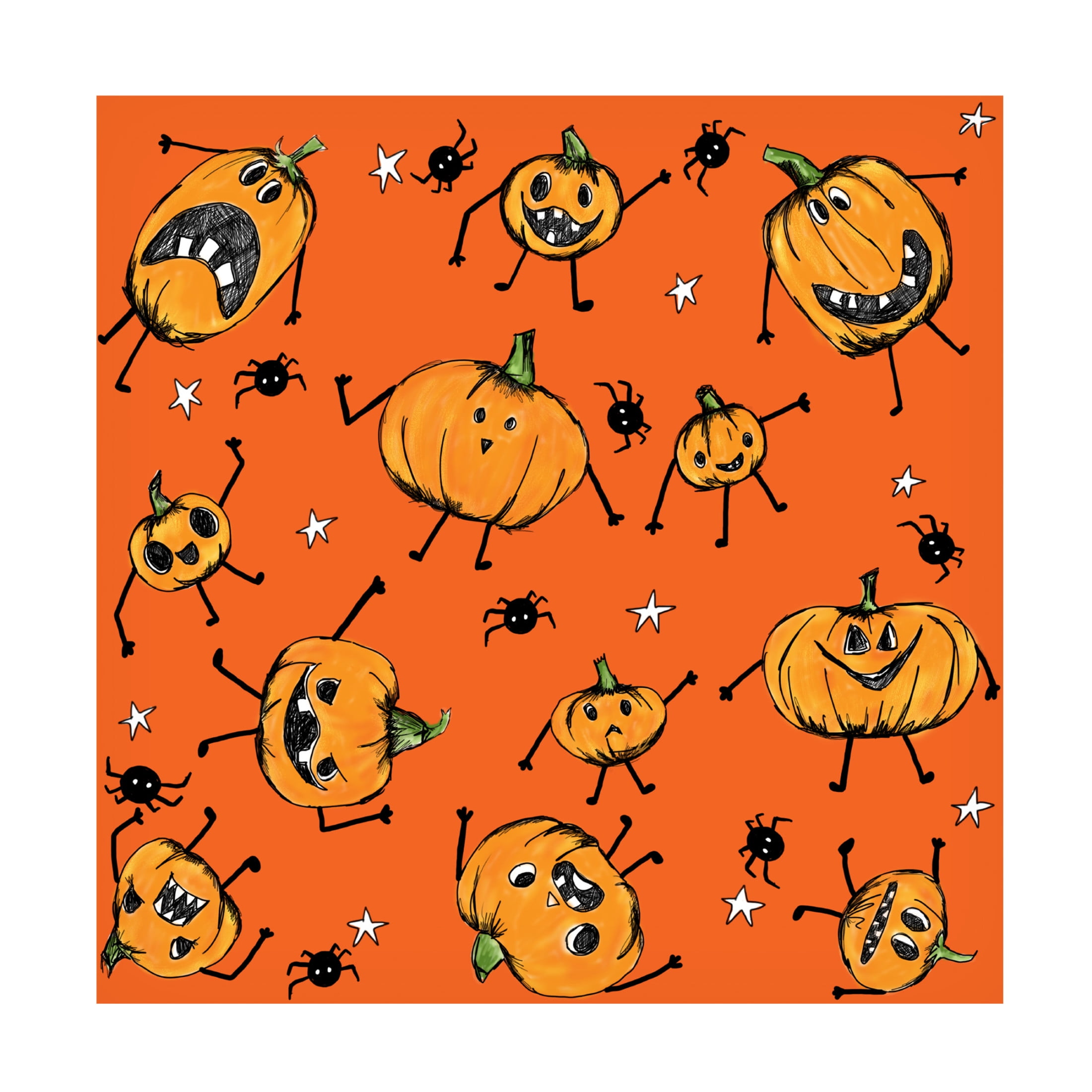 Canvas Wall Art - HUE and MI and Sangita 'Grumpy Pumpkins' Wall Art for Living Room, Bedroom, or Office Décor by Trademark Fine Art - 18 x 18 Inches