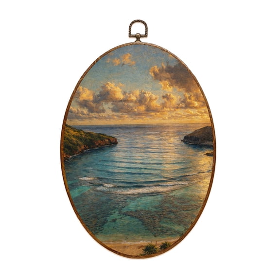 Canvas Wall Art Hanauma Oval Framed Canvas Prints Vintage Wall Hanging Decor for Home Bathroom Decorations Gift for Mom Women 8.6"x11.4"