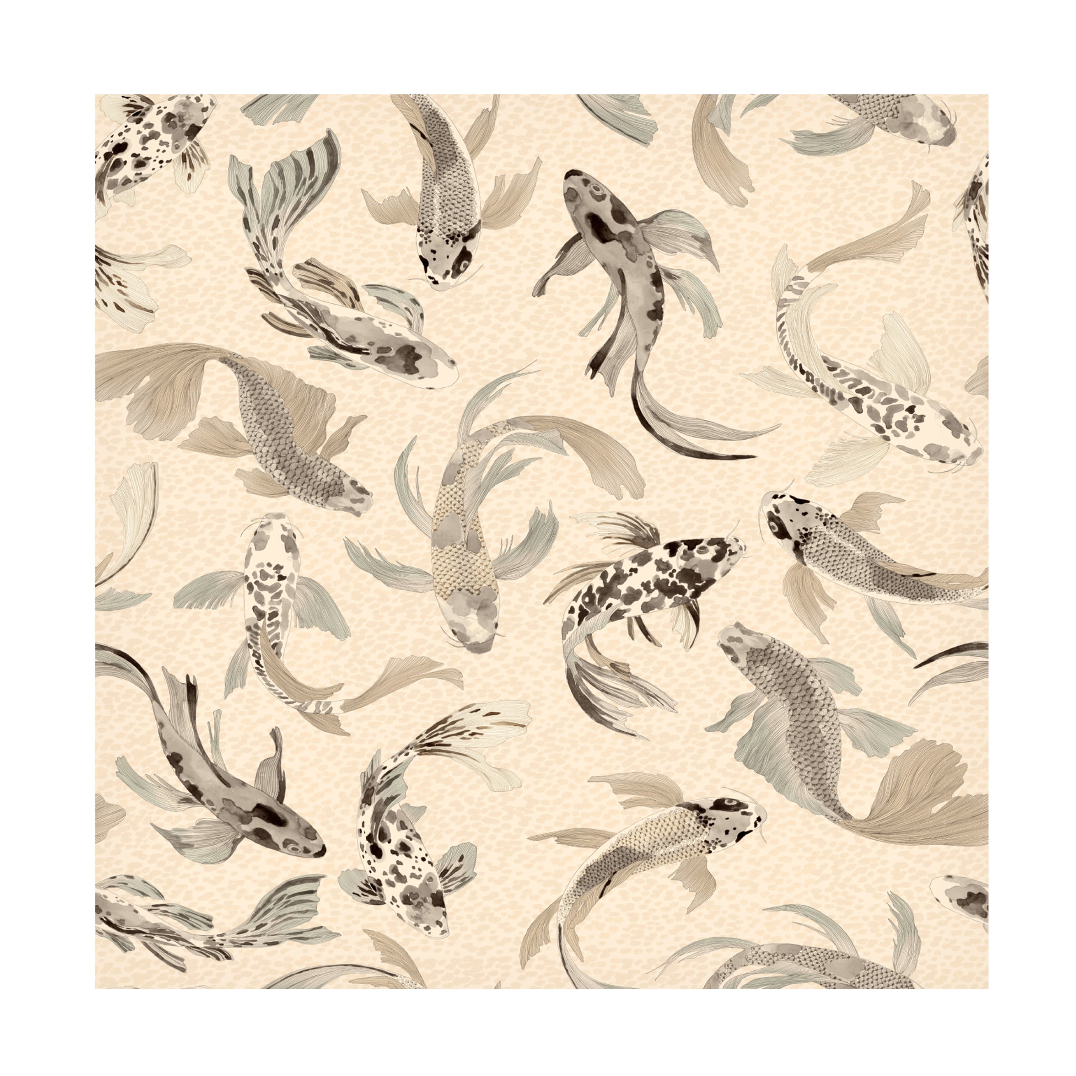 Canvas Wall Art - Hendon Lane 'Hla019 Koi Fish Neutral' Wall Art for Living Room, Bedroom, or Office D?cor by Trademark Fine Art - 35 x 35 Inches
