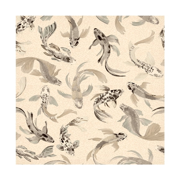 Canvas Wall Art - Hendon Lane 'Hla019 Koi Fish Neutral' Wall Art for Living Room, Bedroom, or Office D?cor by Trademark Fine Art - 35 x 35 Inches