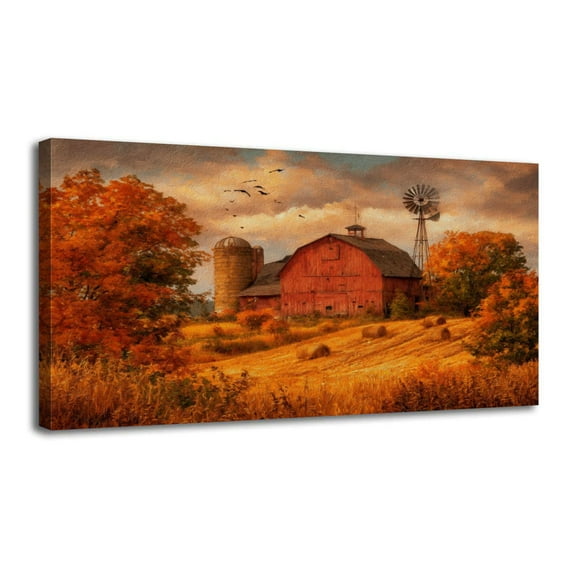 Canvas Wall Art Highland Cow Rustic Farmhouse Country Farm Animal Vintage Barn Wall Decor for Living Room Bathroom Bedroom Office 30" x 60" Art Paintings, Ready to Hang