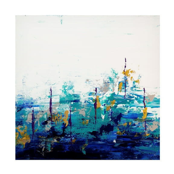 Canvas Wall Art - Hilary Winfield 'Blue Lake 10' Wall Art for Living Room, Bedroom, or Office Décor by Trademark Fine Art - 14 x 14 Inches