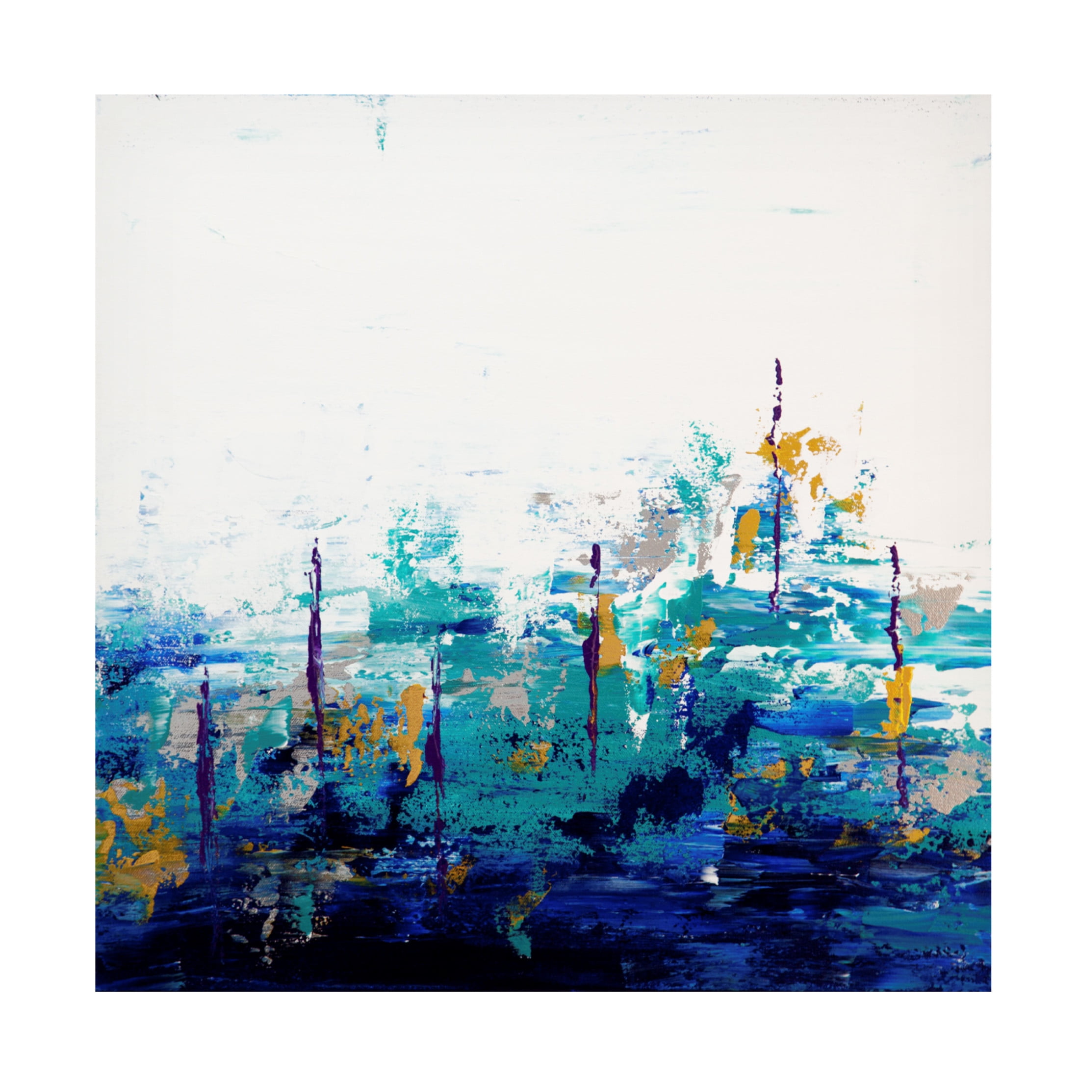 Canvas Wall Art - Hilary Winfield 'Blue Lake 10' Wall Art for Living Room, Bedroom, or Office Décor by Trademark Fine Art - 35 x 35 Inches