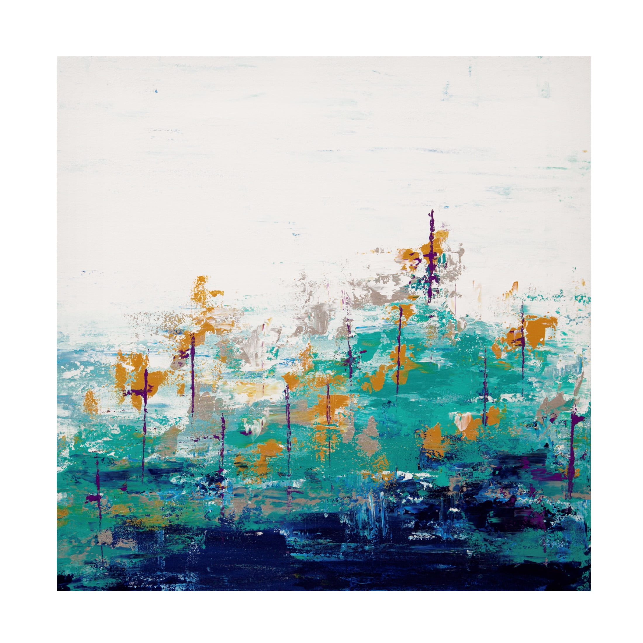 Canvas Wall Art - Hilary Winfield 'Blue Lake 14' Wall Art for Living Room, Bedroom, or Office Décor by Trademark Fine Art - 35 x 35 Inches
