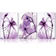 thumbnail image 1 of Canvas Wall Art Home Decor - Purple Flowers Painting Wood Inside 3 Panel for Living Room, 1 of 5