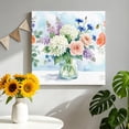 thumbnail image 1 of Canvas Wall Art Hydrangea Flowers Lavender Rose Canvas Art Print Bouquet Farmhouse Pictures Wall Decor for Living Room Bedroom Artwork Decorations Stretched Framed Ready to Hang 16"x16", 1 of 9