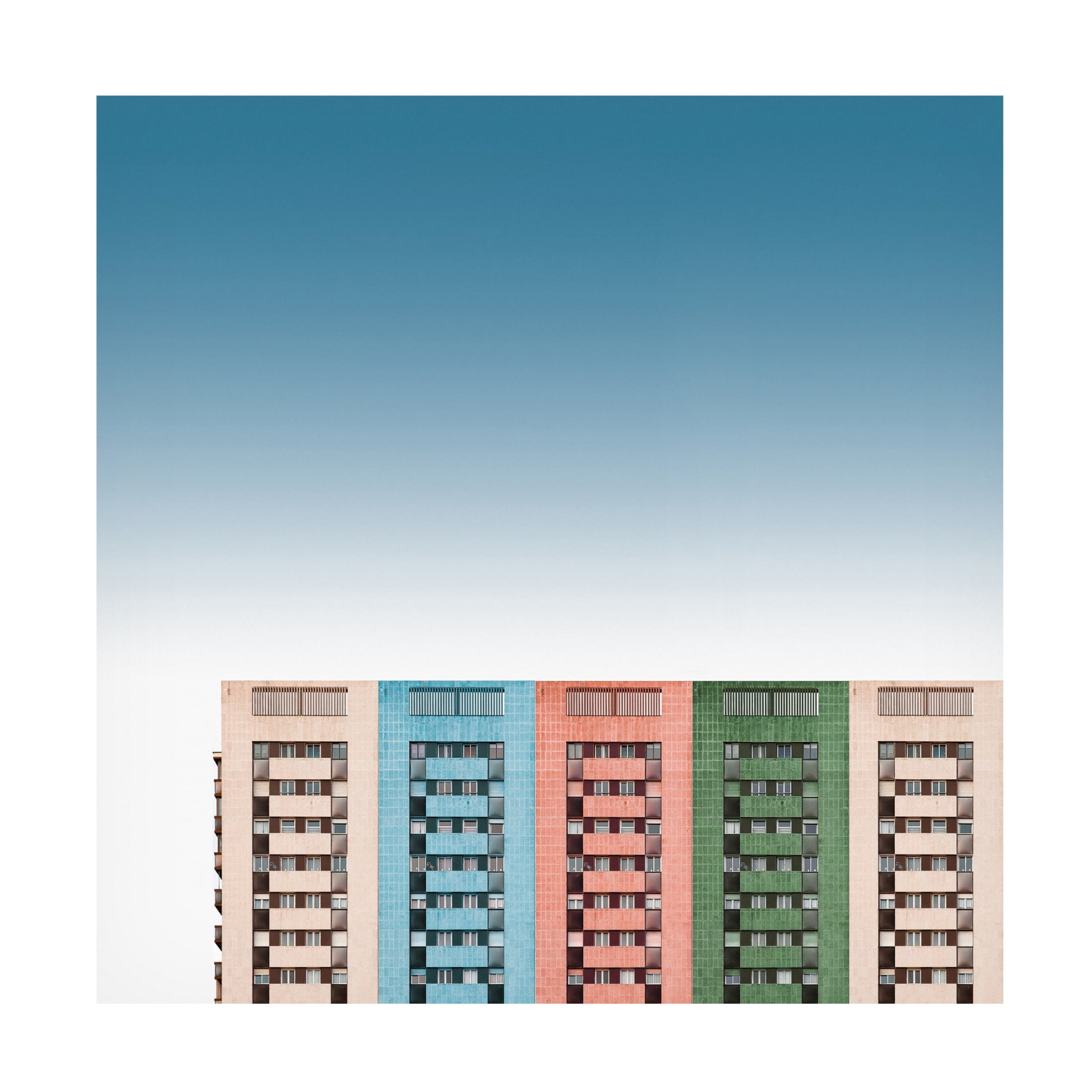 Canvas Wall Art - Inge Schuster 'Colored Buildings' Wall Art for Living Room, Bedroom, or Office D?cor by Trademark Fine Art - 14 x 14 Inches