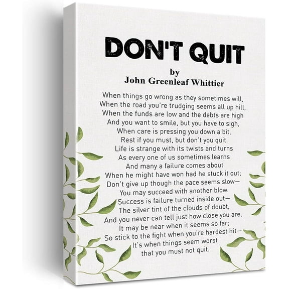 Canvas Wall Art Inspirational Don''t Quit Canvas Print Positive Painting Home Wall Decor Framed Gift 12x15 Inch