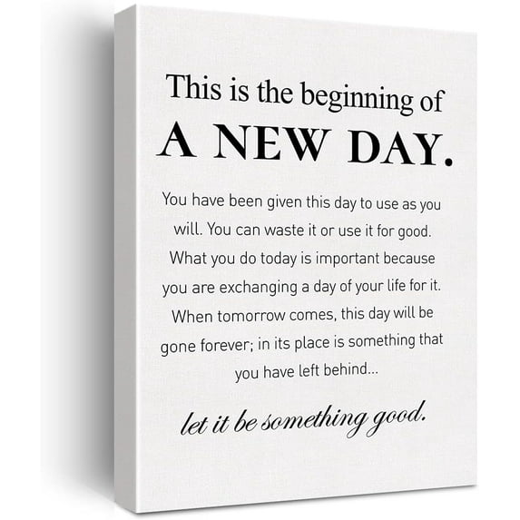Canvas Wall Art Inspirational Motivational This is the Beginning of a New Day Quote Canvas Print Positive Life Canvas Painting Office Home Wall Decor Framed Gift 12x15 Inch