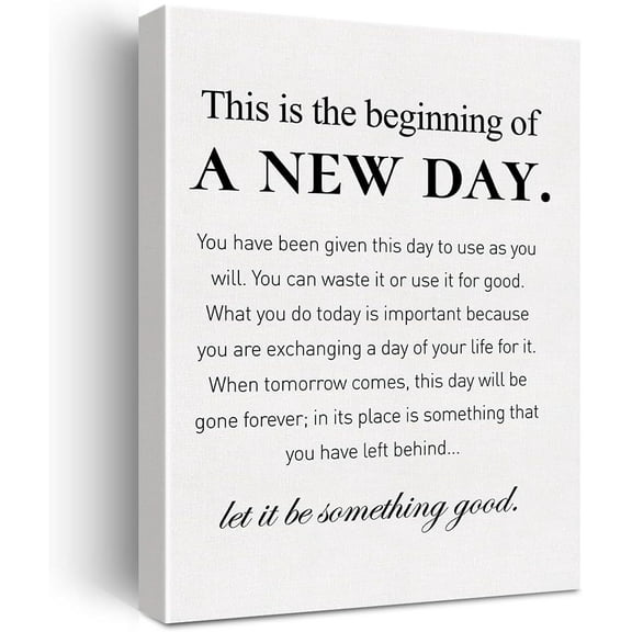 Canvas Wall Art Inspirational Motivational This is the Beginning of a New Day Quote Canvas Print Positive Life Canvas Painting Office Home Wall Decor Framed Gift 12x15 Inch