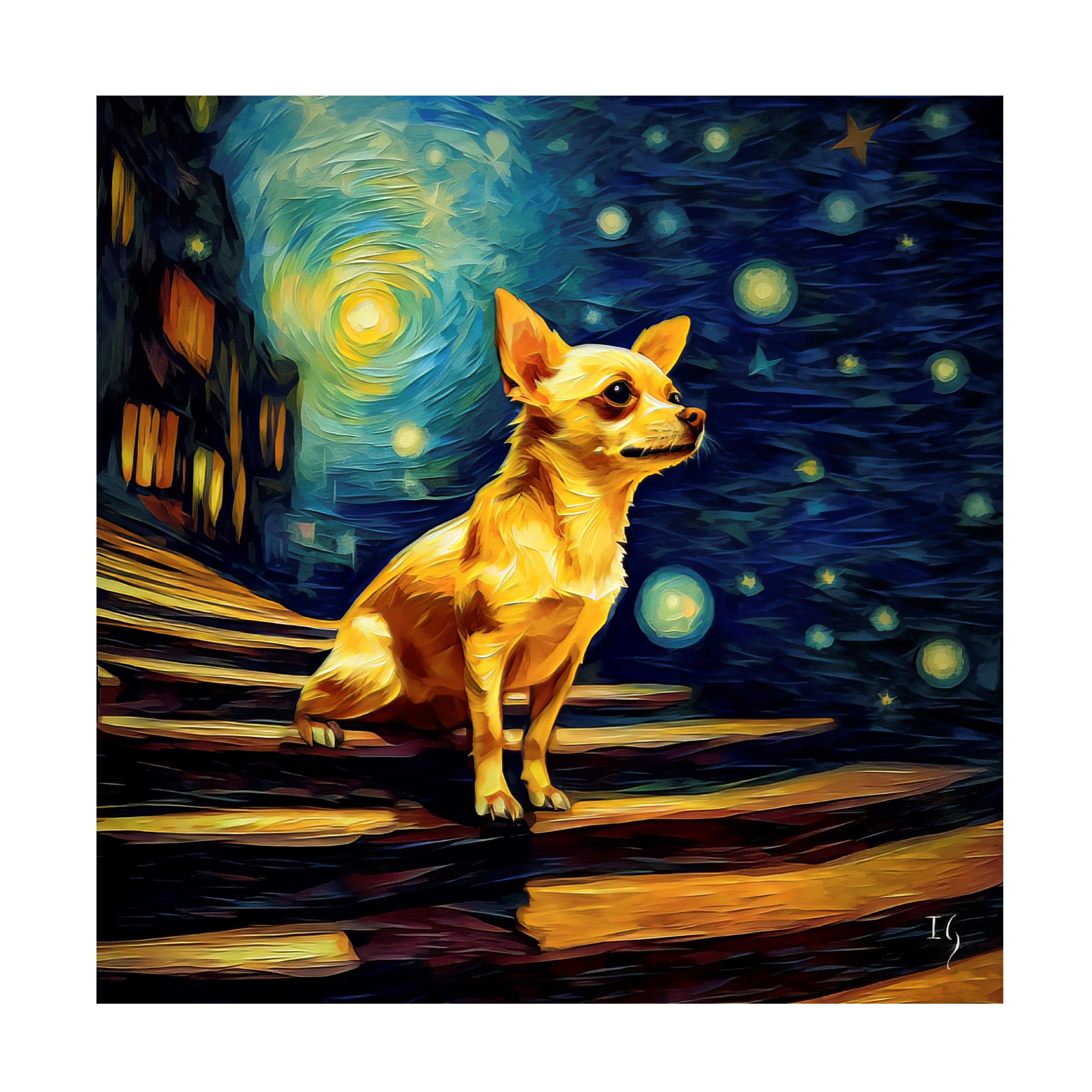 Canvas Wall Art - Ivan Guaderrama 'A Chihuahua's Heavenward Gaze' Wall Art for Living Room, Bedroom, or Office Décor by Trademark Fine Art - 24 x 24 Inches - 24x24