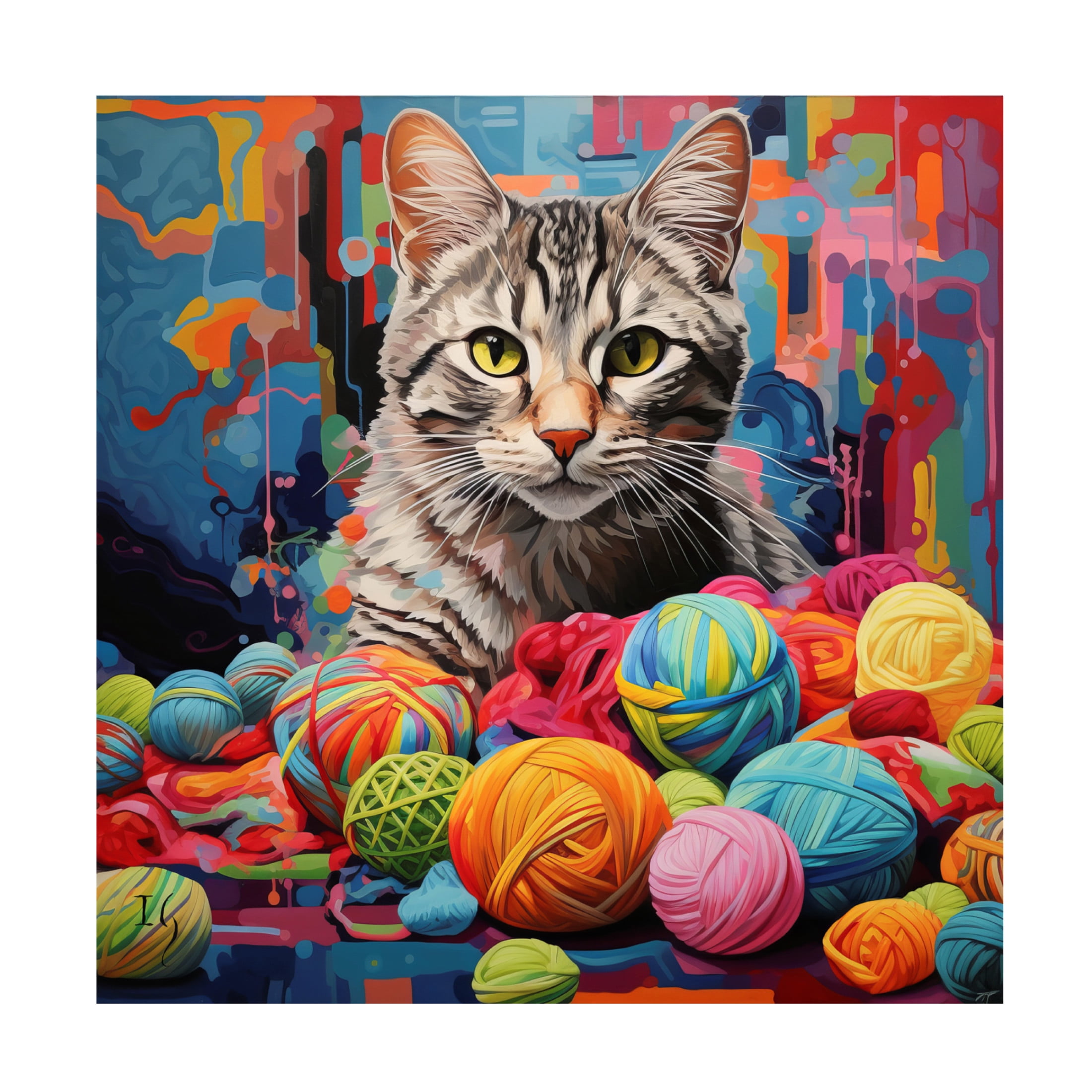 Canvas Wall Art - Ivan Guaderrama 'Kaleidoscope Kitty' Wall Art for Living Room, Bedroom, or Office Décor by Trademark Fine Art - 14 x 14 Inches
