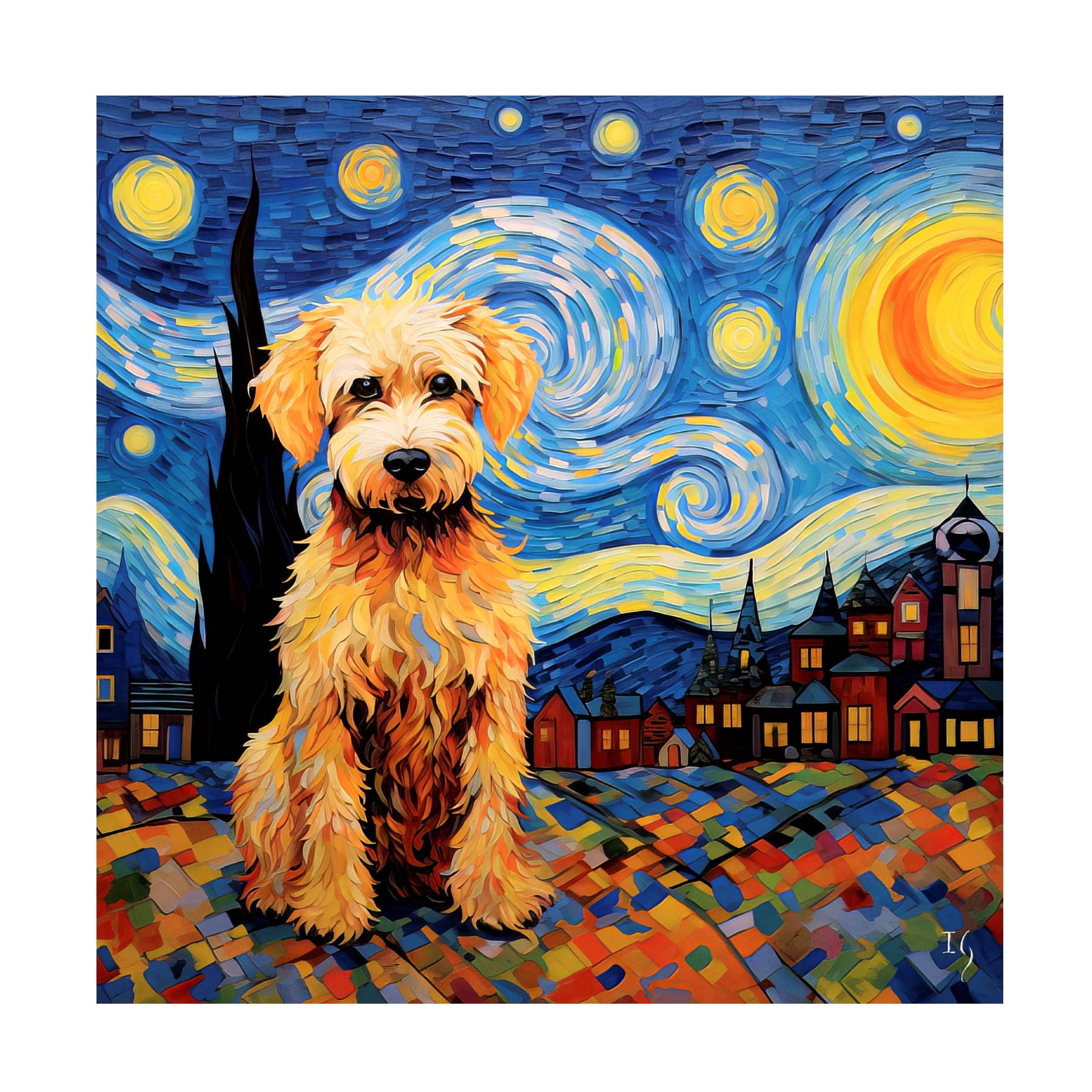 Canvas Wall Art - Ivan Guaderrama 'Starry Night Watch' Wall Art for Living Room, Bedroom, or Office DÃ©cor by Trademark Fine Art - 24 x 24 Inches