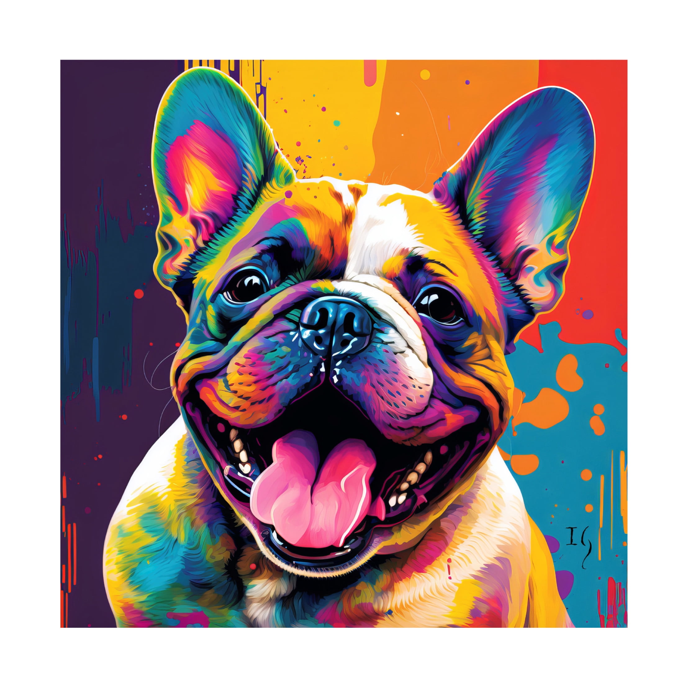 Canvas Wall Art - Ivan Guaderrama 'Vivid Bulldog Bliss' Wall Art for Living Room, Bedroom, or Office Décor by Trademark Fine Art - 24 x 24 Inches