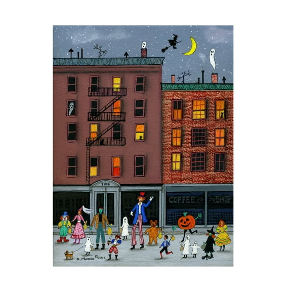 Canvas Wall Art - JL Munro 'Halloween in the City' Wall Art for Living Room, Bedroom, or Office Décor by Trademark Fine Art - 24 x 32 Inches