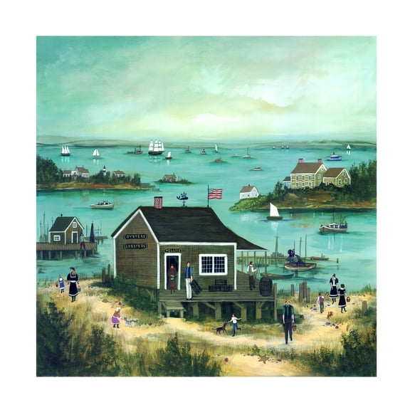 Canvas Wall Art - JL Munro 'Low Tide Lobster Shack' Wall Art for Living Room, Bedroom, or Office DÃ©cor by Trademark Fine Art - 14 x 14 Inches