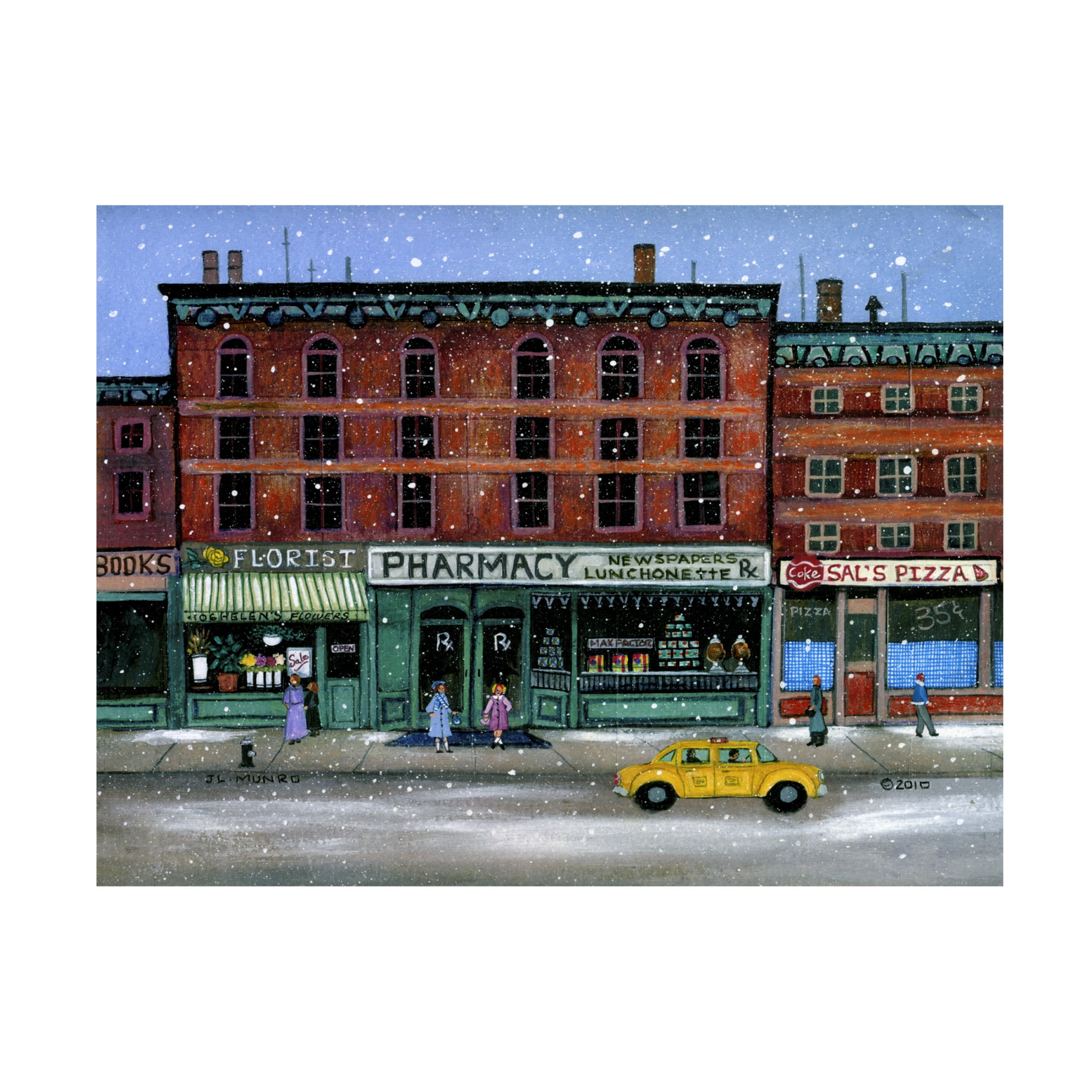 Canvas Wall Art - JL Munro 'Winter on Columbus Avenue, NYC' Wall Art for Living Room, Bedroom, or Office Décor by Trademark Fine Art - 24 x 18 Inches