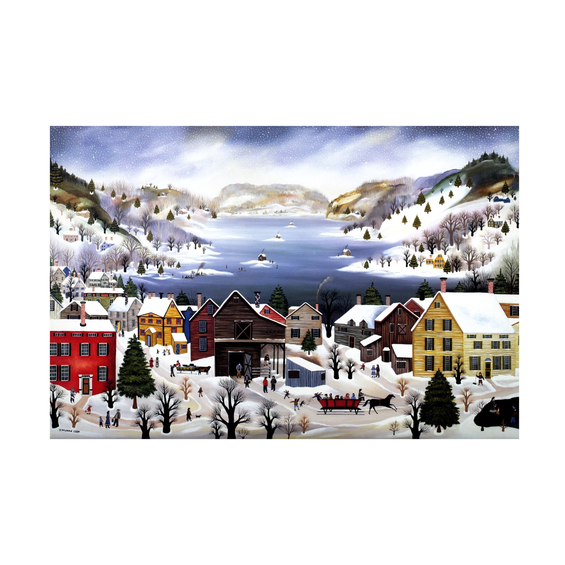 Canvas Wall Art - JL Munro 'Winter on Otsego Lake' Wall Art for Living Room, Bedroom, or Office Décor by Trademark Fine Art - 24 x 16 Inches