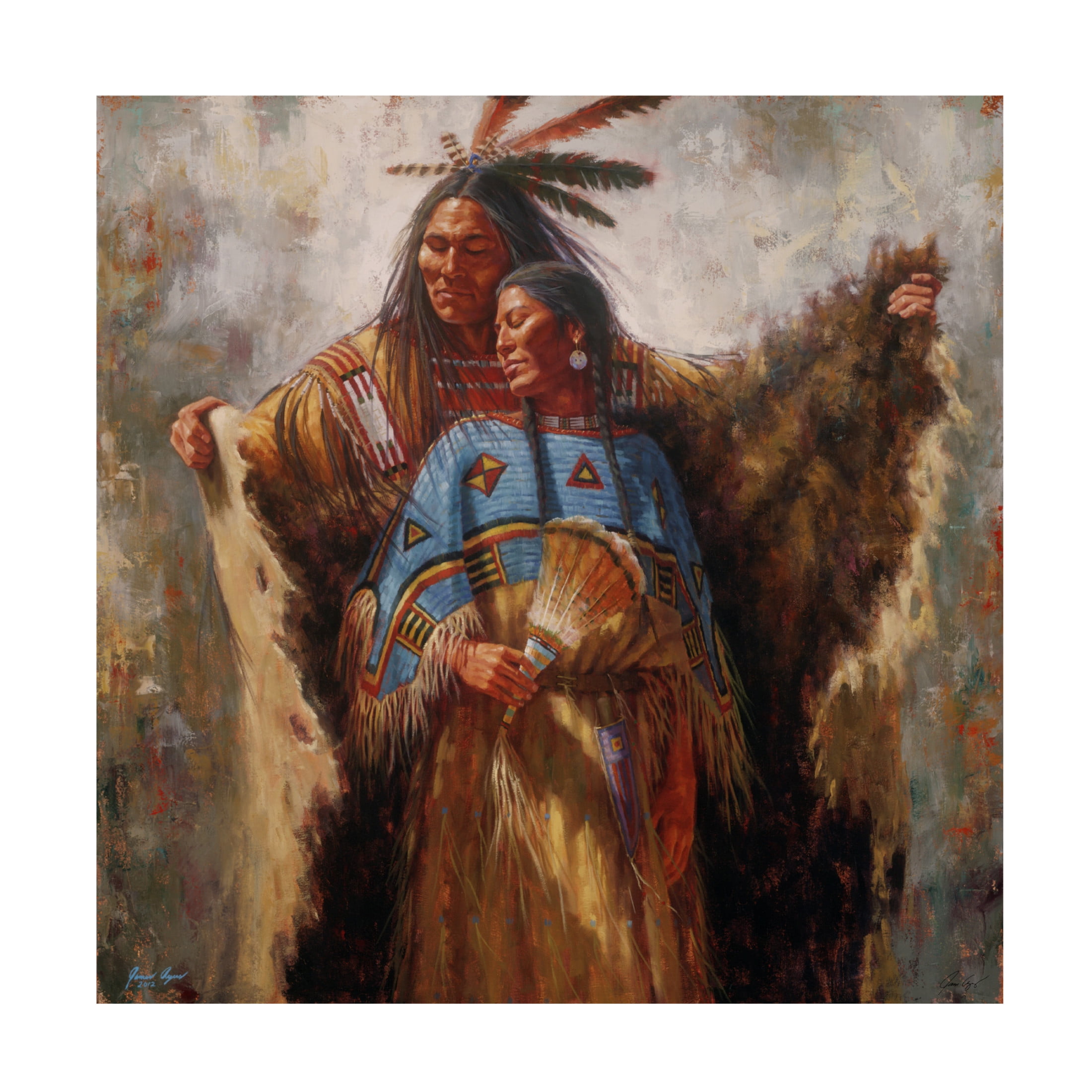 Canvas Wall Art - James Ayers 'Two Souls One Spirit' Wall Art for Living Room, Bedroom, or Office Décor by Trademark Fine Art - 14 x 14 Inches