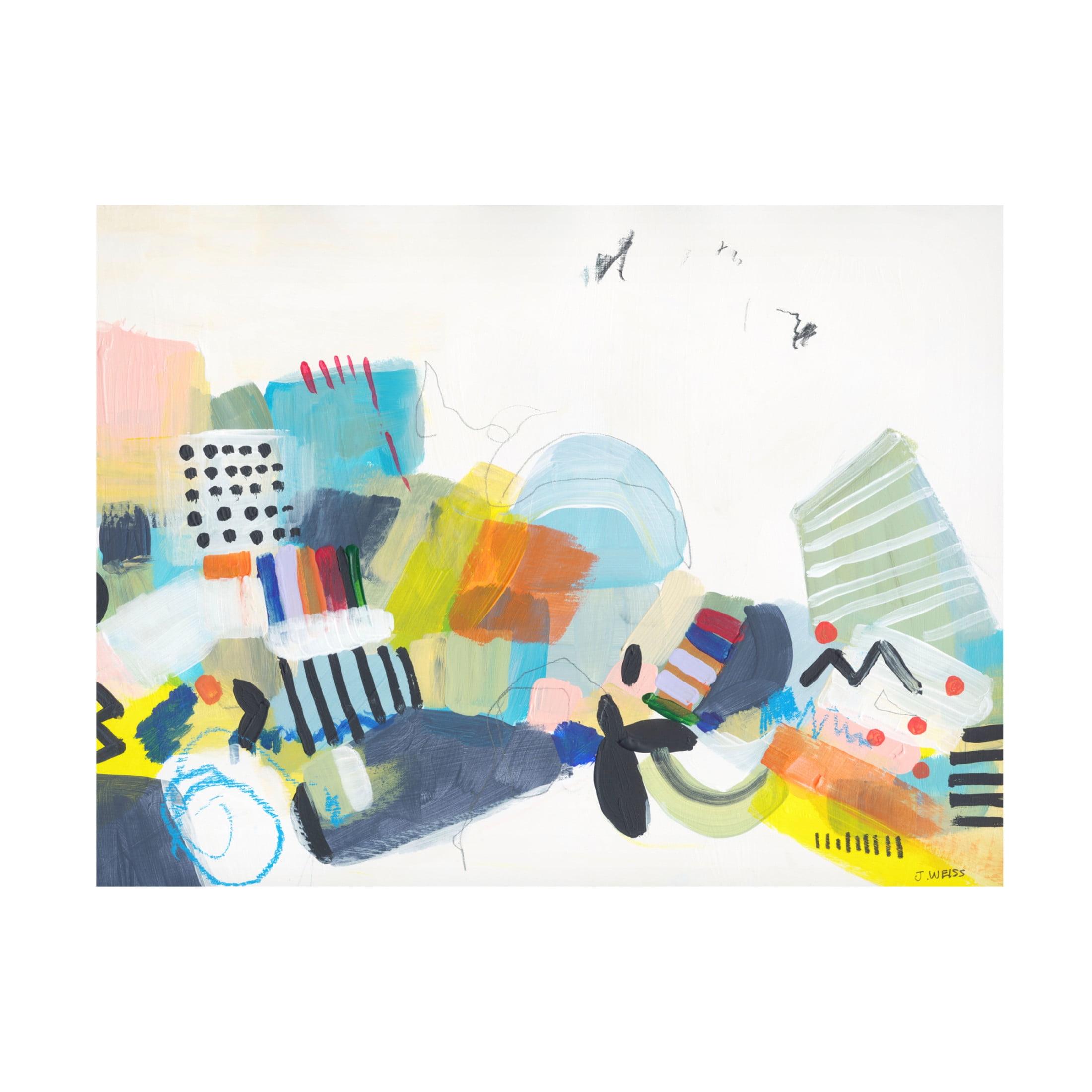 Canvas Wall Art - Jan Weiss 'Resort Town 4' Wall Art for Living Room, Bedroom, or Office Décor by Trademark Fine Art - 47 x 35 Inches