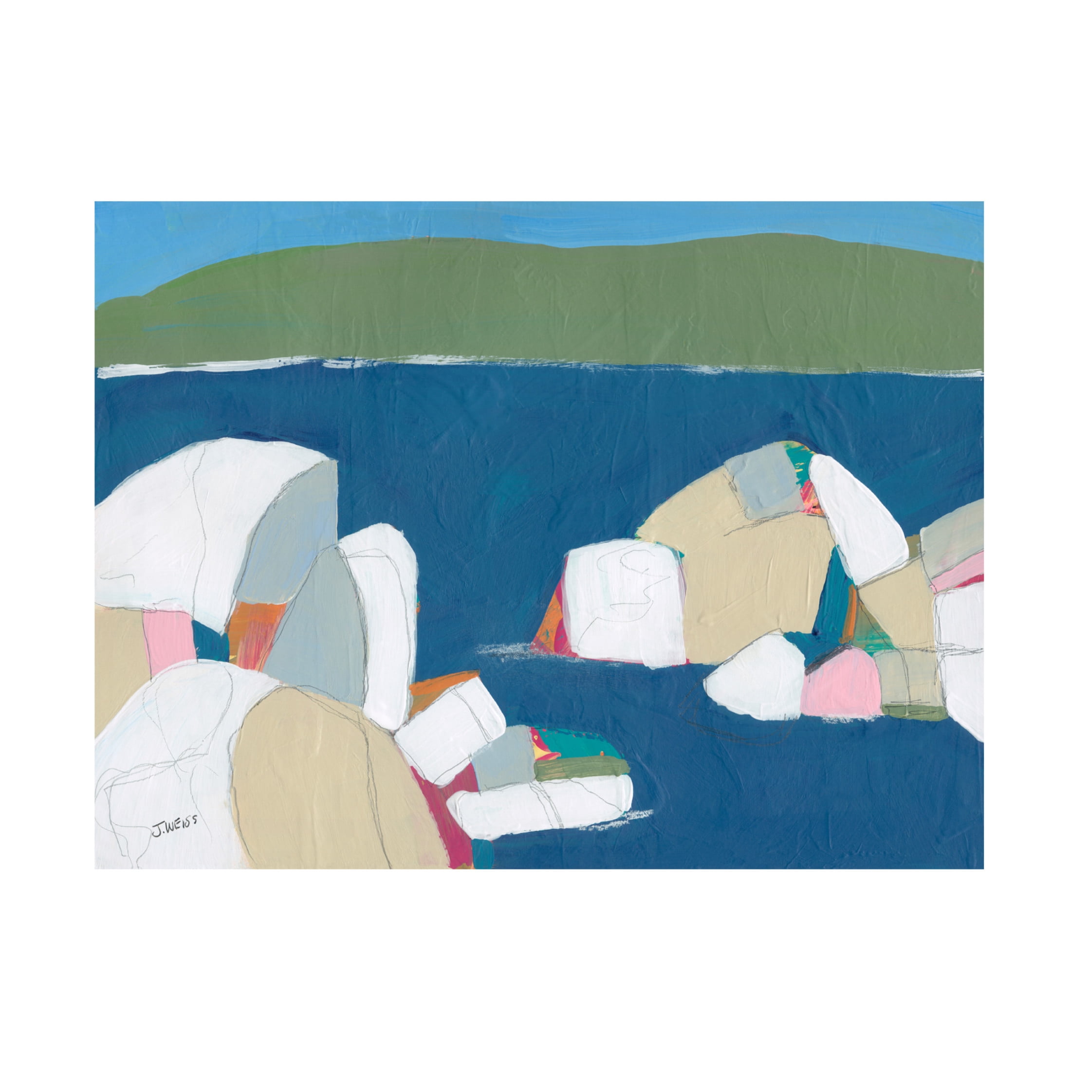 Canvas Wall Art - Jan Weiss 'Sand Harbor No. 1' Wall Art for Living Room, Bedroom, or Office Décor by Trademark Fine Art - 32 x 24 Inches