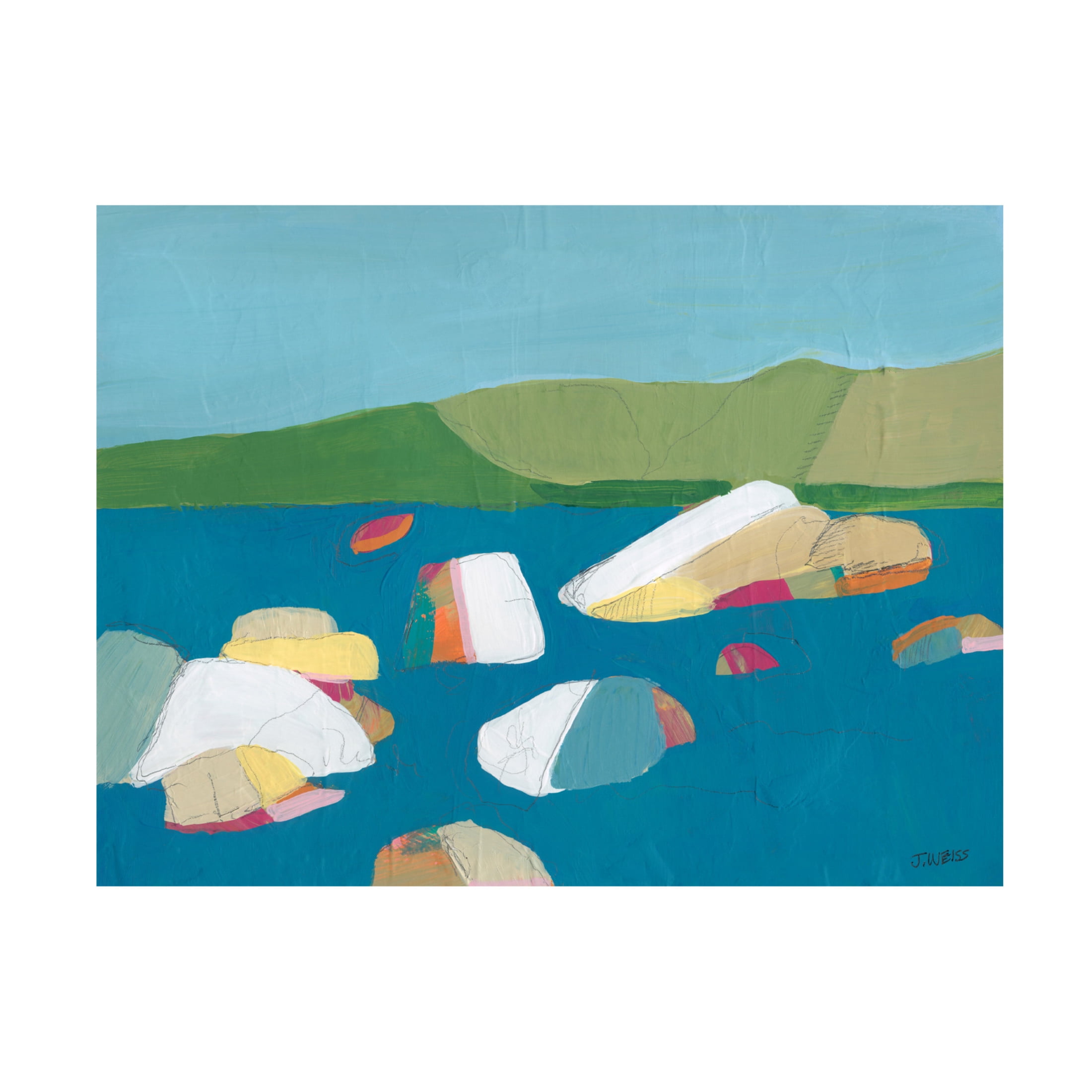 Canvas Wall Art - Jan Weiss 'Sand Harbor No. 2' Wall Art for Living Room, Bedroom, or Office Décor by Trademark Fine Art - 19 x 14 Inches